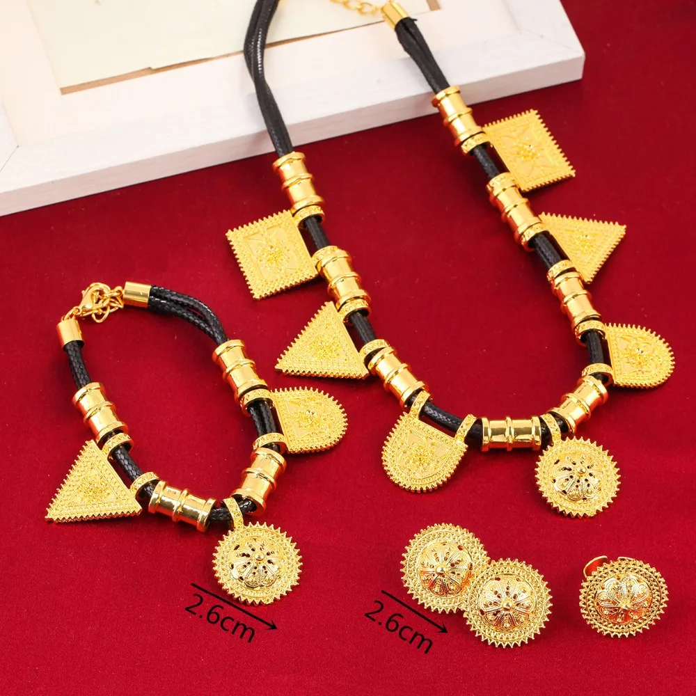 Triangel Jewelry New Design Ethiopian Jewelry Set Gold Color 24K