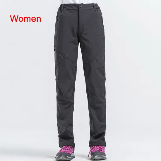 Nuoneko уличные походные спортивные штаны для женщин и мужчин, Зимние флисовые водонепроницаемые флисовые штаны для рыбалки, кемпинга, походов, лыжных брюк PM13 - Цвет: Women Gray