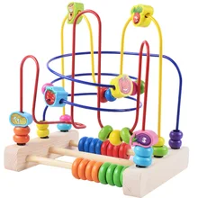 Baby puzzle Learning Early Education Wooden Multi-function Box Round Bead Maze Roller Coaster Toys Set For Kids Children MZ12