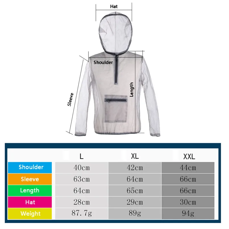 2019 Outdoor mountaineering camping mosquito repellent net clothing insect-proof net suit fishing leisure sports shirt 40J16 (9)