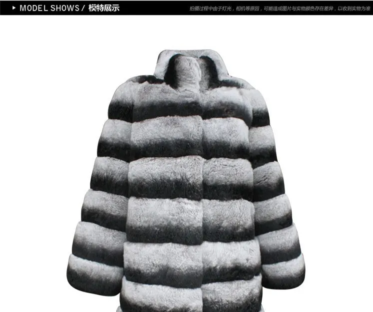 Flash Deal OYCP Chinchilla Rex Rabbit Fur Coat,Real Natural Fur Coats 2018 Women Winter Fur Coat Chinchilla Rex Fur Coat 4