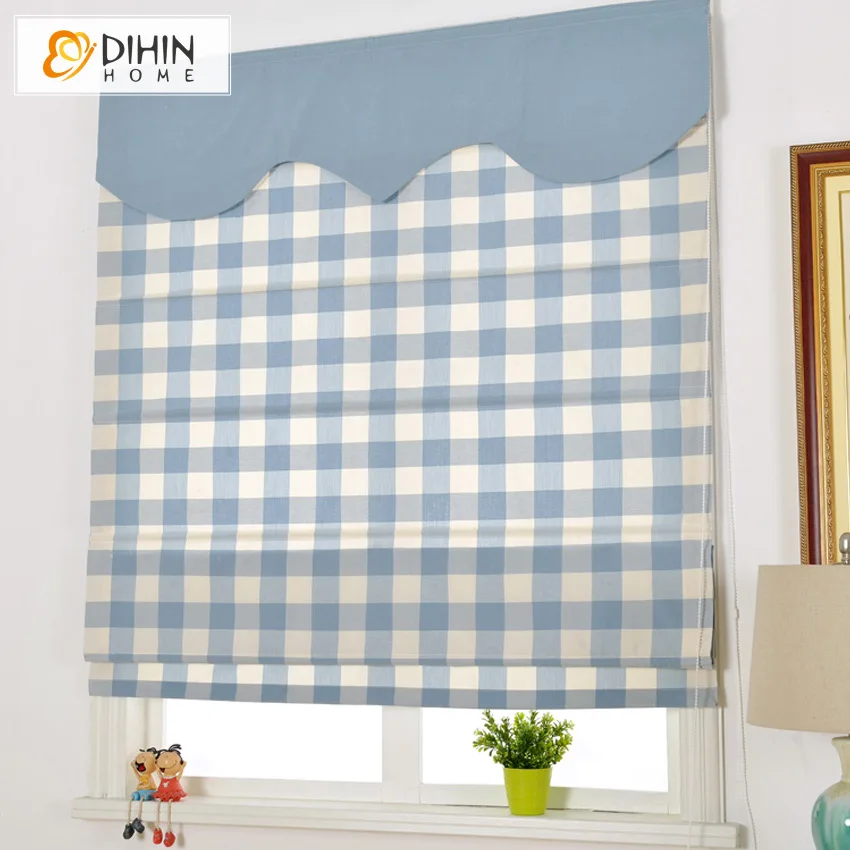 

Included Curtains Striped Sky Blue Valance Cotton/Linen Rollor Blind Roman Shade Blinds Curtains For Living Room