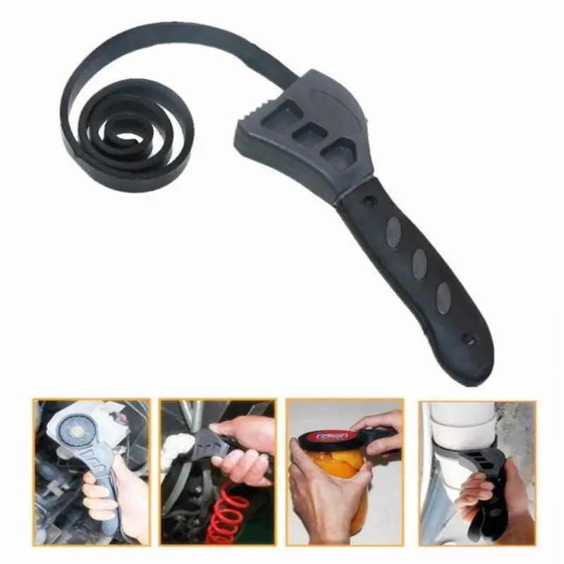 

Multi-function Adjustable Rubber Strap Wrench Spanner Outdoor Bottle Opener Auto Oil Filter Wrench Car Repair Tools