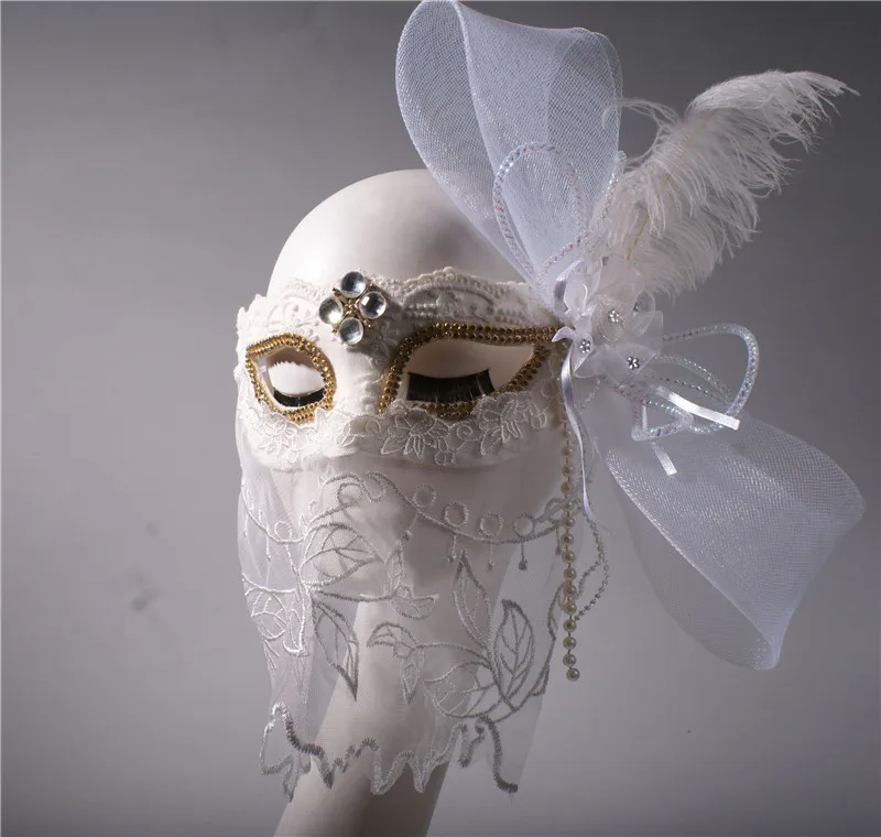 

White veil beauty princess adult mask Halloween Christmas party exaggerated mask