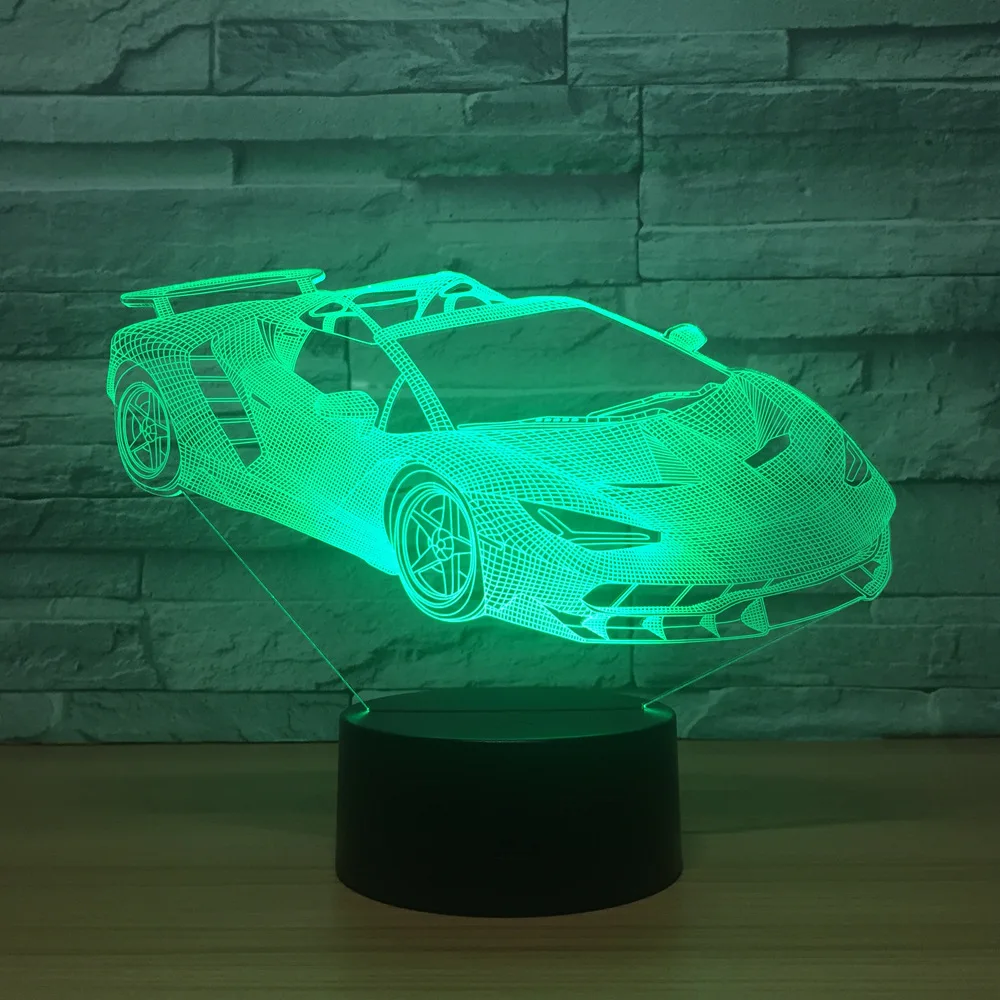 Светодиодная 3D лампа для гоночного автомобиля ночник с дистанционным