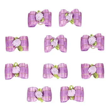 

10pcs/lot Dogs Hair Bows Purple Ribbon Bow with Rubber Band Flower Bowknots for Pets Dog Hair Accessories Dropshipping Support