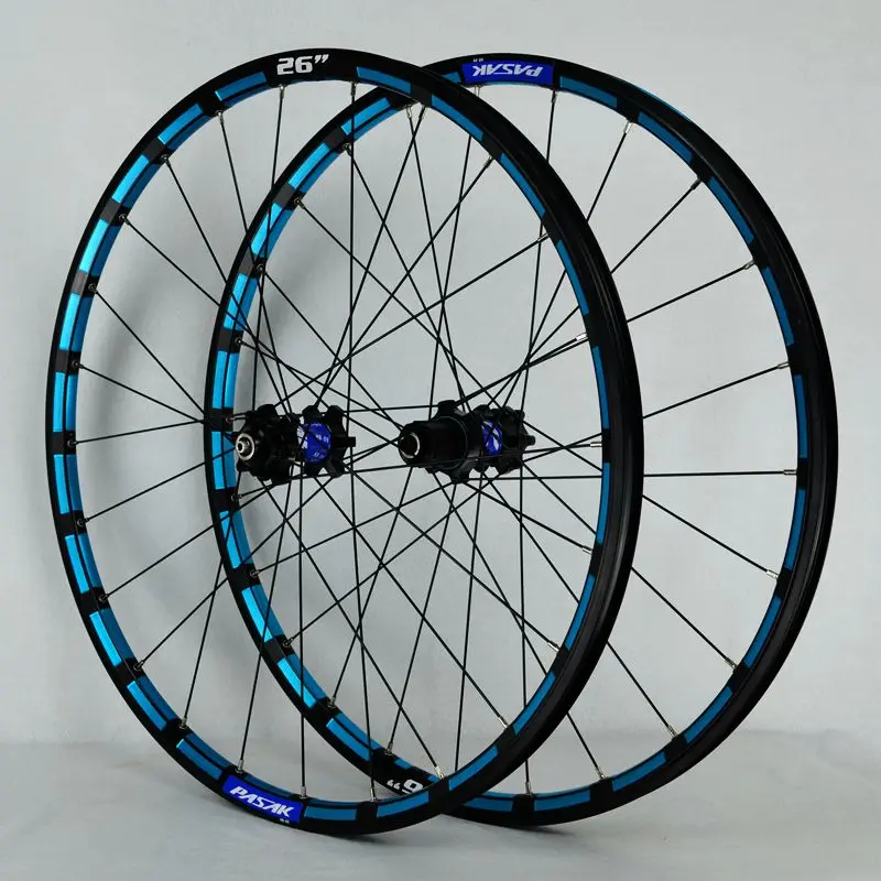 MTB горный велосипед колесной ЧПУ 26/27. 5 дюймов колеса тянуть прямой герметичный подшипник дисковый тормоз комплект велосипедных колес 7/8/9/10/11 Скорость - Цвет: 27.5 black blue hub