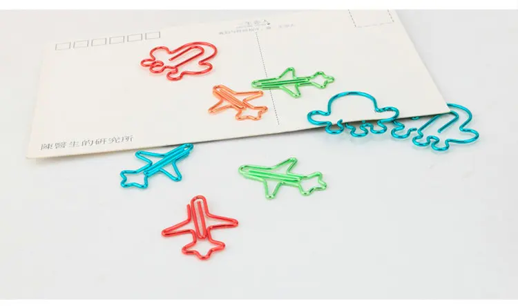 24 Клипы/комплект Красочные Симпатичные Бумага клипы Kawaii самолет формы металлический зажим для офиса файл Бумага Организатор
