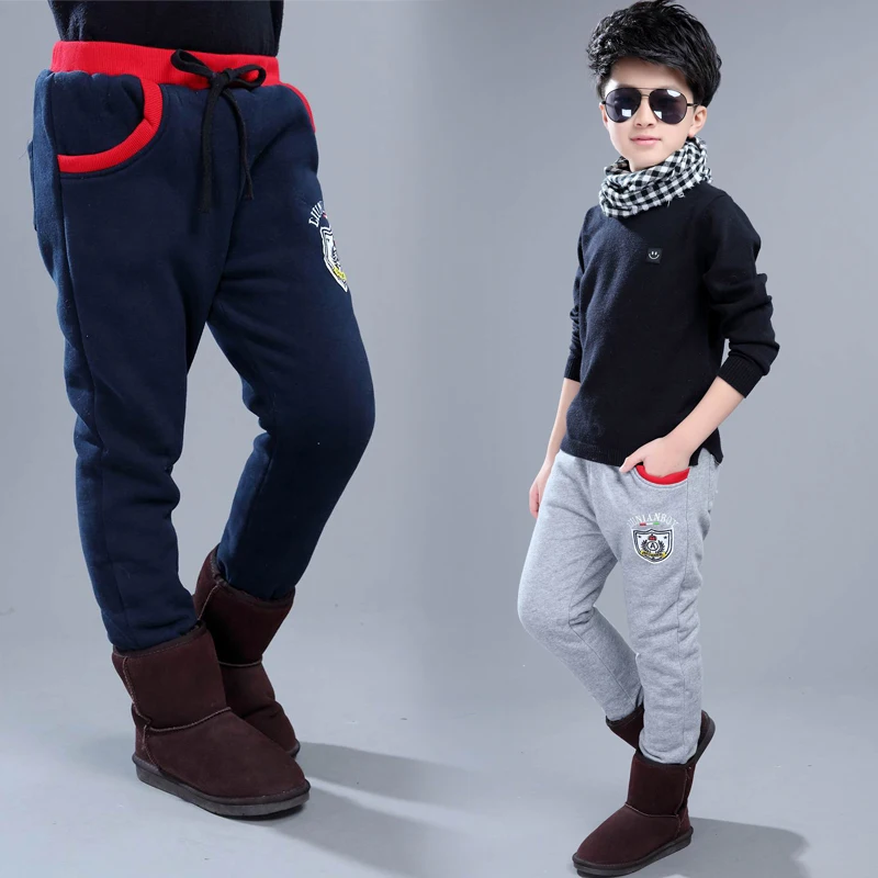 Baratos Polainas de invierno de terciopelo cálido de alta calidad para niños pantalones de moda de cintura elástica niños pantalones niños polainas de invierno