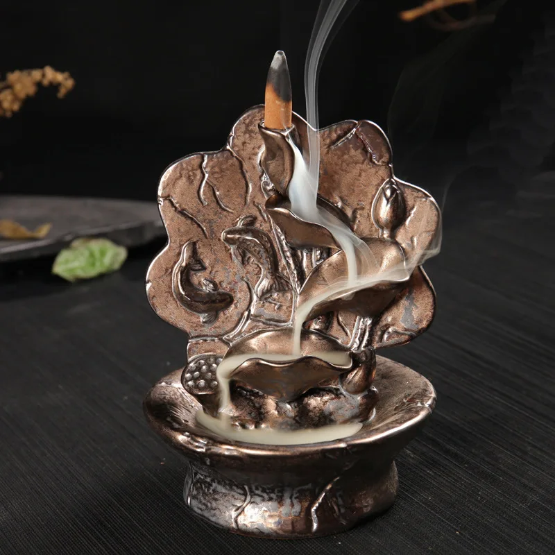 Backflow Incense Burner with 10pcs Incense Cones Smoking ...