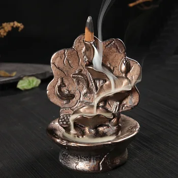 

Backflow Incense Burner with 10pcs Incense Cones Smoking Backform Cones Incense Burber Censer Holder Use in the Home Teahouse