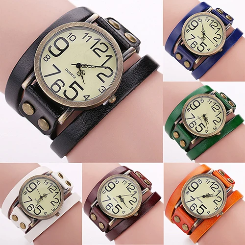 Women Men Retro Punk Rock Faux Leather Winding Bracelet Wrist Watch Jewelry Store 51 Women Men Retro Punk Rock Faux Leather Winding Bracelet Wrist Watch Jewelry Store 51