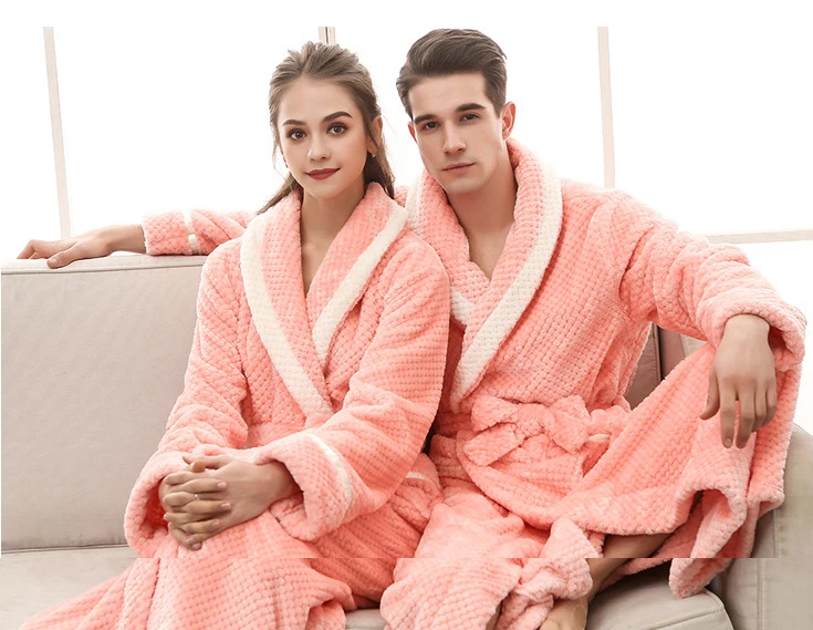 Sexy Warm Bathrobe WomenMen Winter Robe Women'sMen's Bathrobe Dressing Home Gown Cotton Winter Robe For WomenMen 26