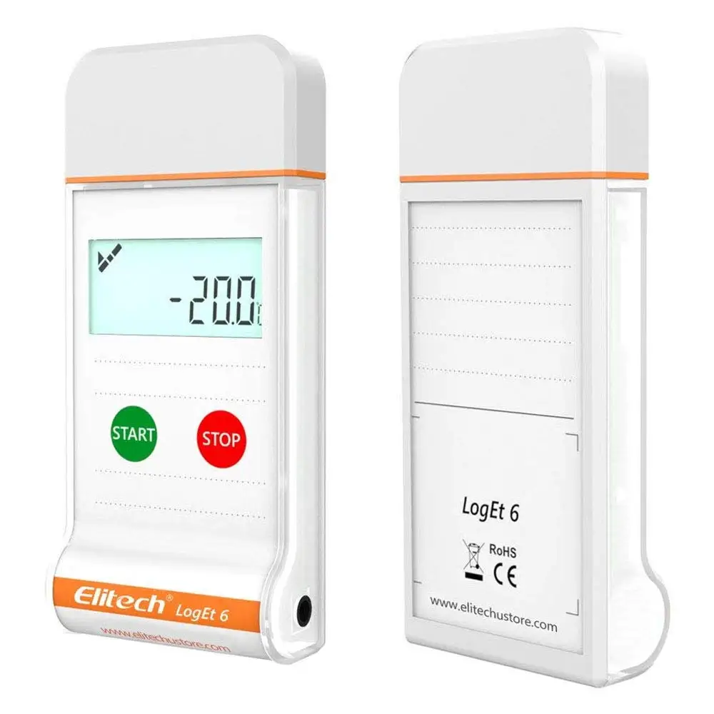 

Elitech LogEt 6 Temperature Data Logger Single Use PDF Report USB Port 16000 Points