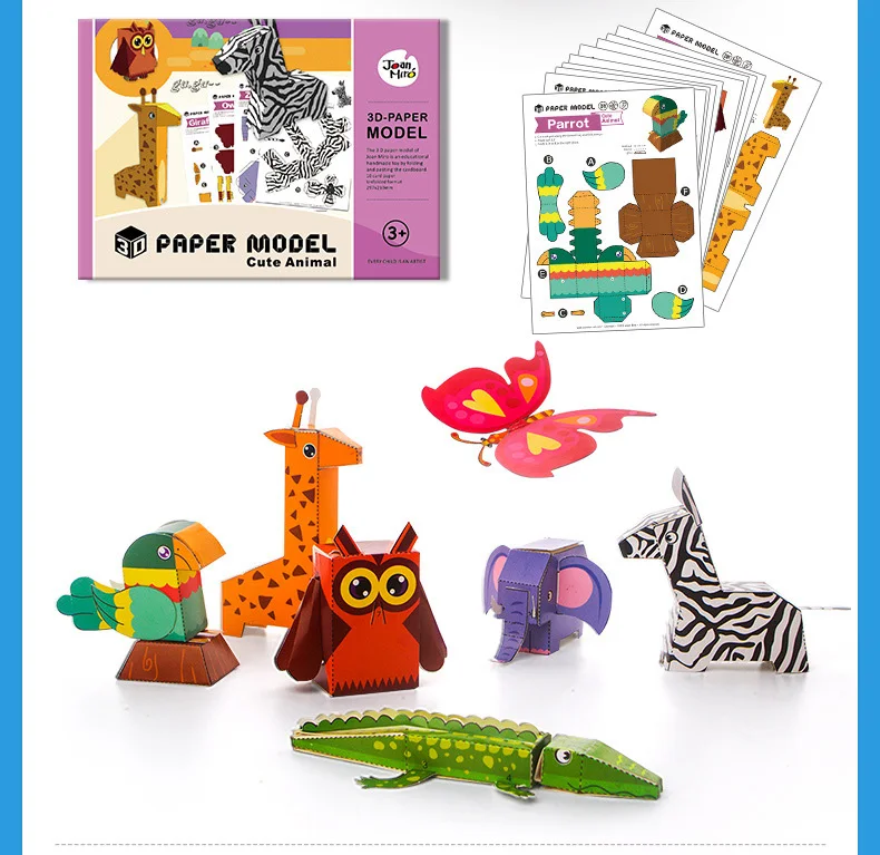Dobradura de Papel Ofício para as Crianças Manual de Papel Livros de Recortes de Papel Origami Faça Você Mesmo Cut-origami Animais 12 Pçs - Set 3d 6 as crianças DIY manual de papel cut-origami