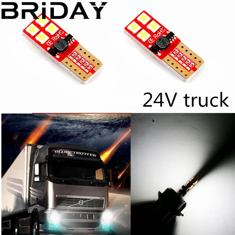 

2PC T10 8smd Clearance Lights Led Bulbs Reading Lamp W5W WY5W 194 192 Car-Styling Truck Parking Light for Cars Signal Lights 24v
