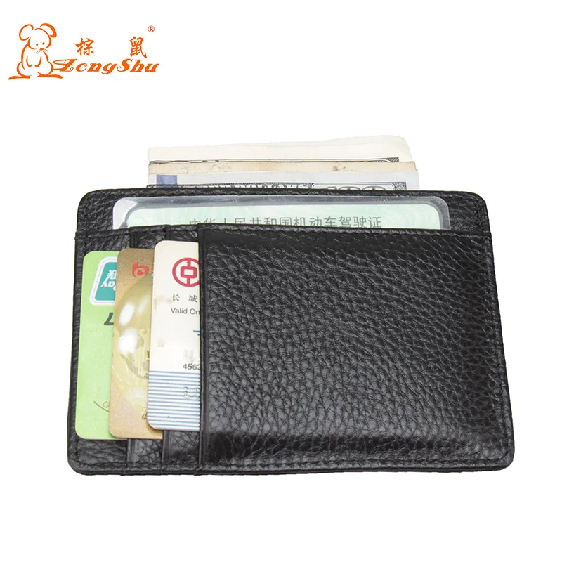 Genuine Leather Multifunction Credit ID Cards Holder Small Wallet Purse