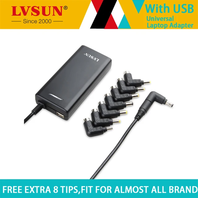 Special Price LVSUN 90W 12-24V Slim AC Power Universal Laptop Adapter / Tablet Charger/ Power Adapter Supply With LCD and free 8 Connector