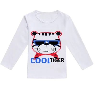 Cool tiger Детская Весенняя футболка с рисунком для маленьких мальчиков и девочек повседневная одежда для малышей от 12 месяцев до 24 месяцев A20 - Цвет: Cool tiger
