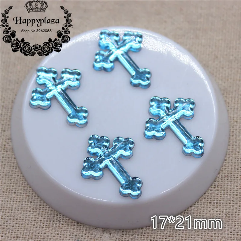 100pcs Mix Colors 17*21mm Acrylic Cross Charm Flatback Cabochon Embellishment Accessories DIY Craft Scrapbooking