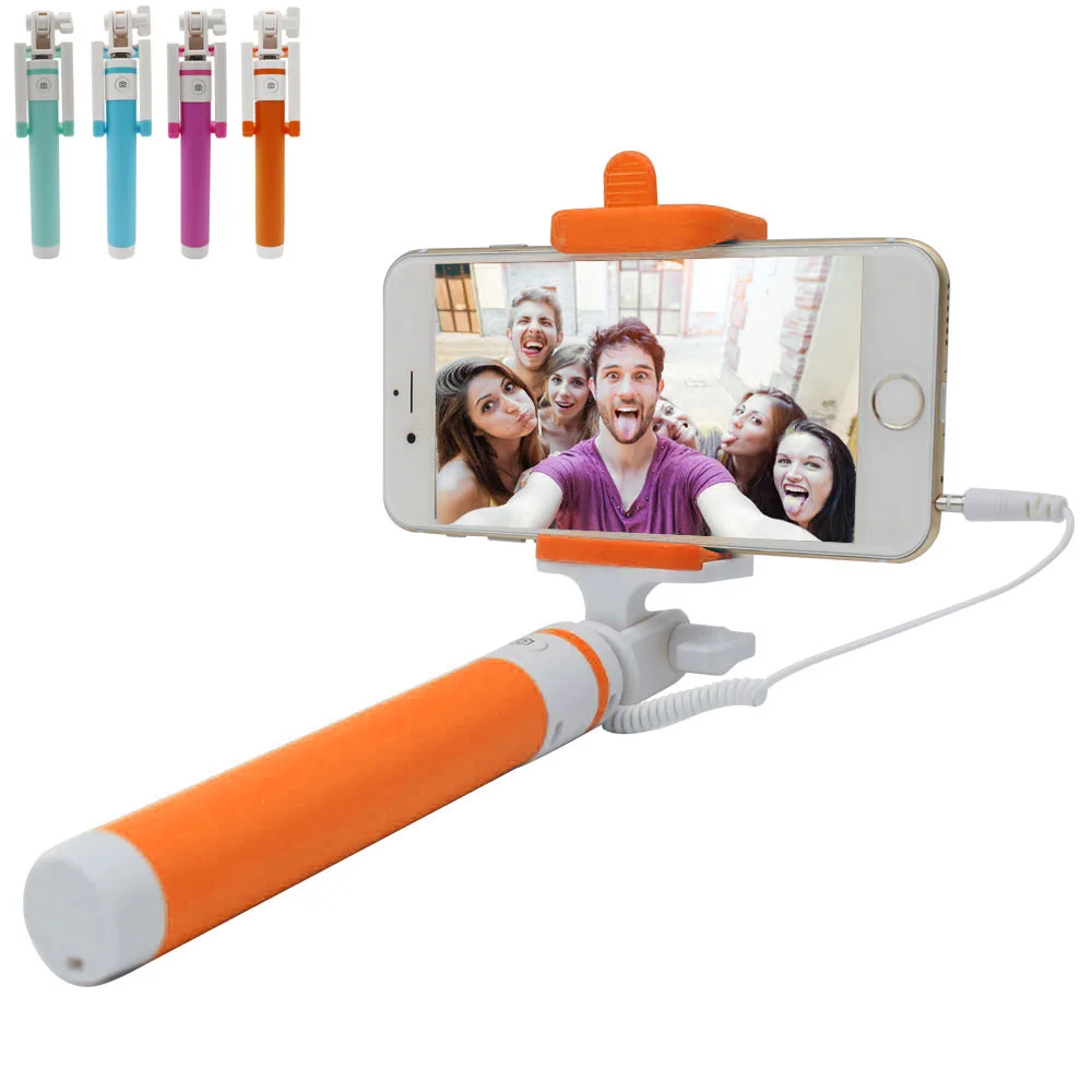

New Mini portable selfie stick 185mm-820mm wired foldable monopod for iphone samsung huawei xiaomi meizu smartphone selfiestick