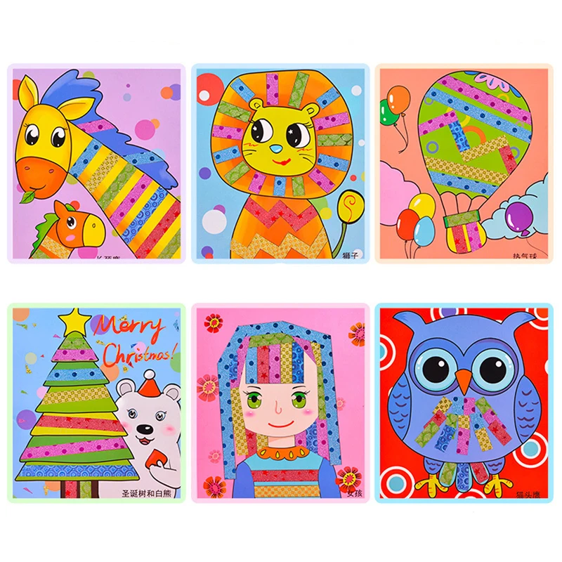 Brinquedos para Crianças Fitas de Presente Conjunto Crianças Brinquedos Educativos Fitas Coloridas Faça Você Mesmo Papel Pegajoso Pintura Artesanal Adesivo Brinquedo 1 4 1 conjunto crianças brinquedos educativos fitas coloridas