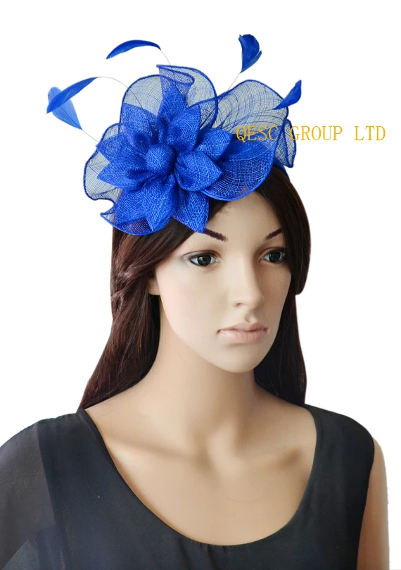 

Royal blue wedding fascinator hat.