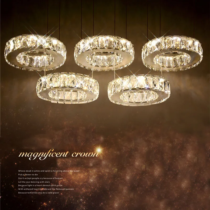 

Chandelier light fixture Polished Steel Crystal Modern Luxury lighting 5 heads AC110-240V with Driver Controller to switch & Dim