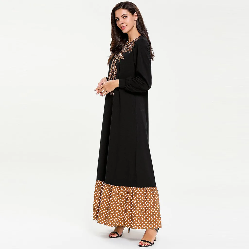 KLV мусульманский черный абайя Исламская повседневная одежда для женщин вышивка Дубай Кафтан халат кардиган jilбаб Макси платье Турецкая