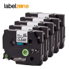 5 шт. 24 мм Tze151 черный на прозрачном Tz-151 Совместимость для Brother P-touch принтеры этикеток ламинированная TZe лента для маркировки Tze-151 Tz151