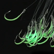 1 упаковка светящийся рыболовный крючок высокоуглеродистая стальная леска приспособление рыболовные крючки рыболовный крючок с зазубринами