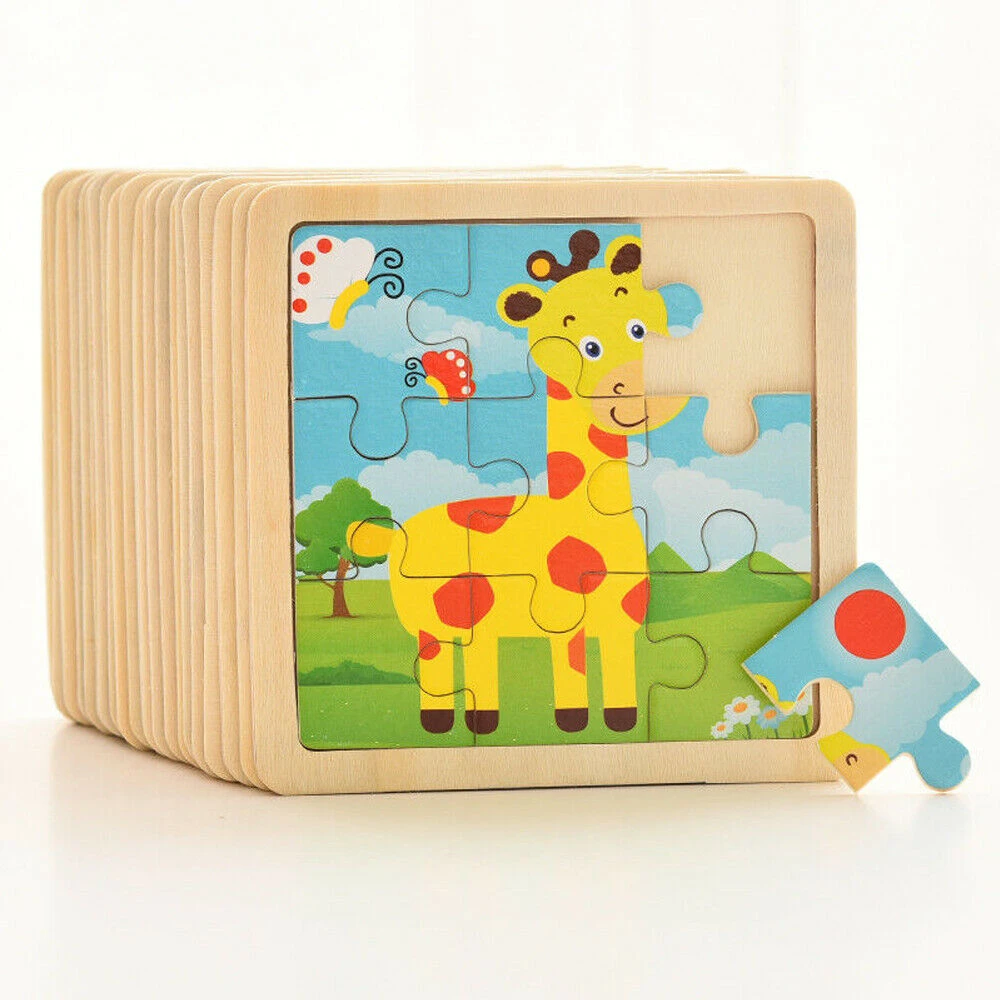 Puzzle En Bois 9 Pieces Pour Bebes Et Jeunes Enfants Apprentissage Precoce Intelligence Dessin Anime Animaux Jouets En Bois Aliexpress