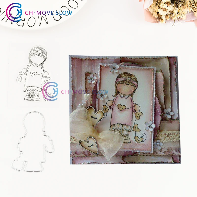 CH Quiet Girl Metal Cutting Dies and stamps Card Stencil Paper Craft Embossing Folder DIY Scrapbook Album | Дом и сад