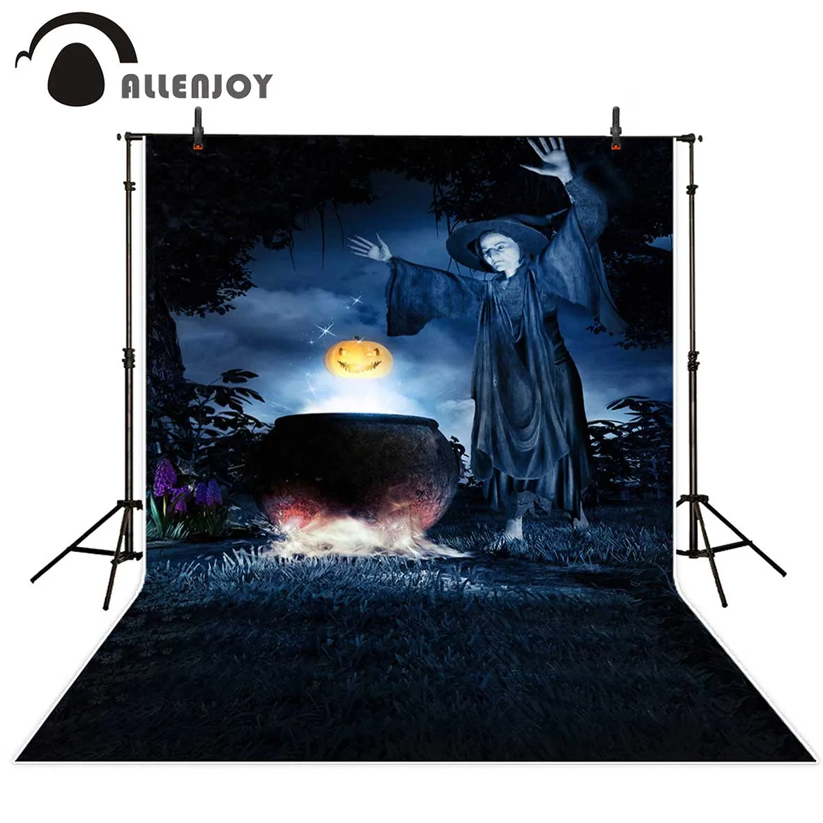 Allenjoy фон для фотосъемки на Хэллоуин ведьма волшебная тыква темный фон для фотосъемки