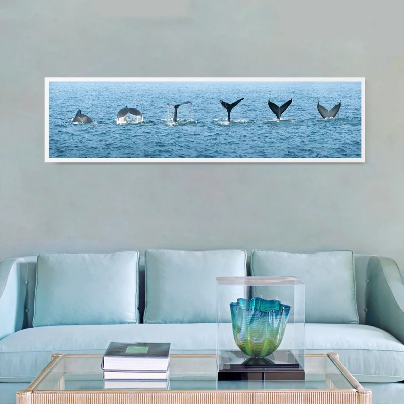 

Humpback Whale In Blue Ocean Canvas Art Print , Ocean Animal Whale Canvas Painting Wall Pictures TV Sofa Background Art Decor