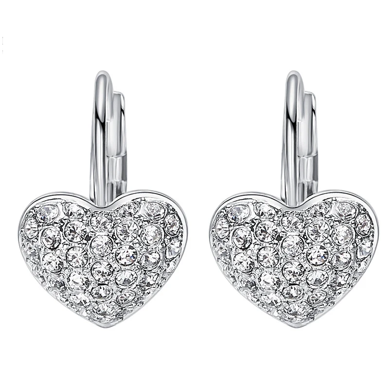 

Embellished with crystals from Swarovski Stud Earrings for Women/Girls Heart Shape Simple Elegent Temperament