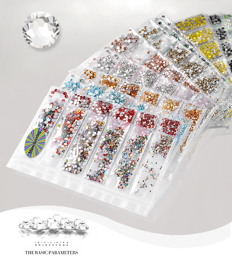 1 упаковка стеклянные стразы для ногтей разных размеров SS4-SS16 украшения для ногтей камни блестящие драгоценные камни аксессуары для маникюра 20 цветов