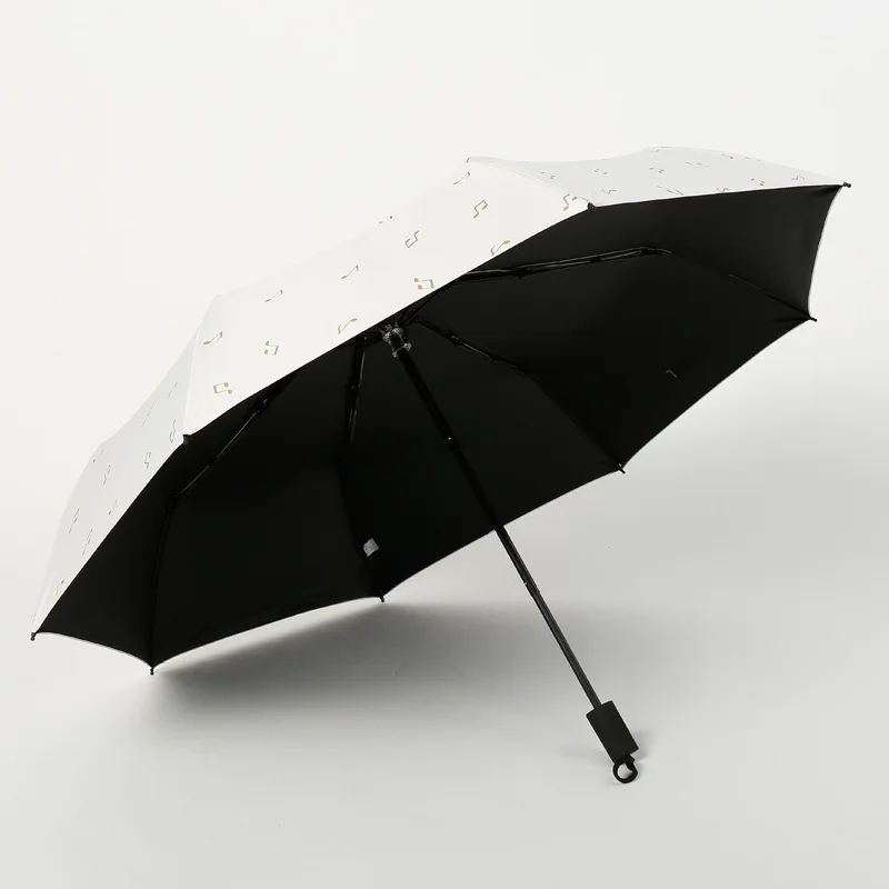 Креативный музыкальный 3 складной зонтик для женщин анти УФ Защита от солнца ветрозащитные Зонты черное покрытие 8 к Зонты