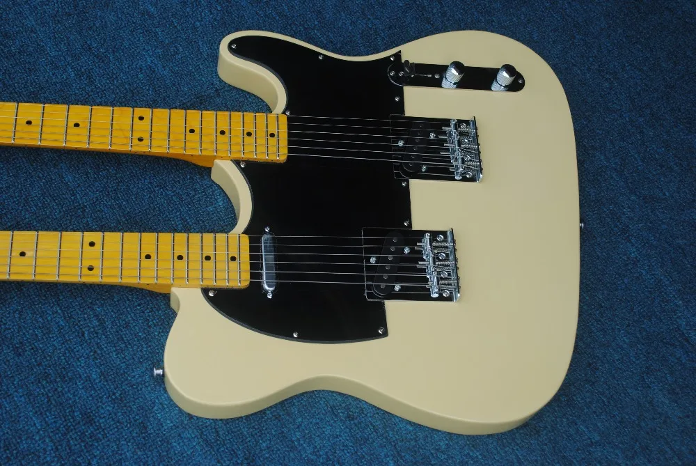 

Factory Wholesale Light Yellow Double Neck Electric Guitar,6Strings+6strings TL ,Maple Fingerboard,Offer Customized
