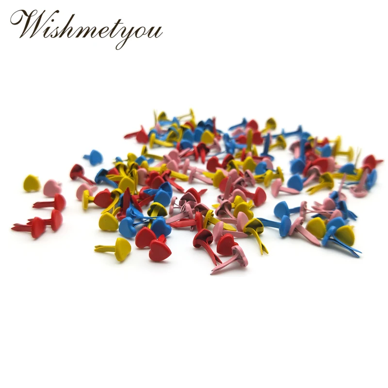 

WISHMETYOU 5.5mm Cute Heart Colorful Brads Kids Diy Scrapbooking Photo Album Decor Embellishment Crafts Brads Handmade Jewelry