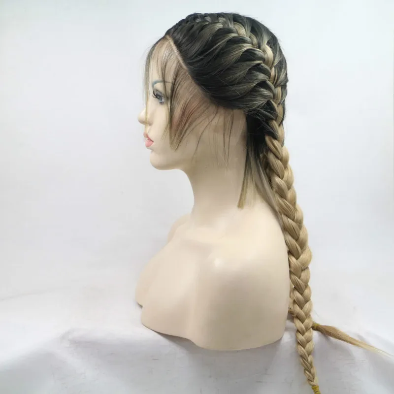 Resistente ao Calor Peruca de Cabelo Rabo de Cavalo Peruca com Cabelo de Bebê Sintéticas da Parte Dianteira do Laço para Mulher Sylvia Fibra Preto Perucas 5 High Quality Apliques e perucas
