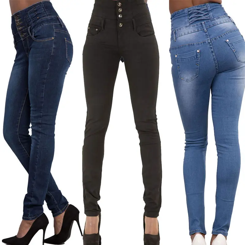 2016 новое поступление оптовая продажа женские джинсовые брюки-Карандаш Топ бренд стрейч джинсы Высокая талия брюки женские джинсы с