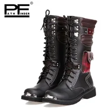 Pathfinder/мужские армейские ботинки; высокие военные зимние армейские ботинки с металлической пряжкой в стиле панк до середины икры; мужские мотоциклетные ботинки-дезерты; обувь на шнуровке в стиле рок