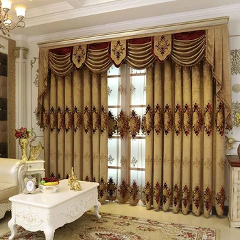 

Luxury Chenille Curtains European Embroidery Flower Blackout Curtains For Bedroom Living Room Window Tulle Curtains Drapes