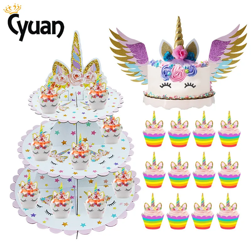 unicorn horn cake toppers rainbow unicorn birthday cake wrappers happy
