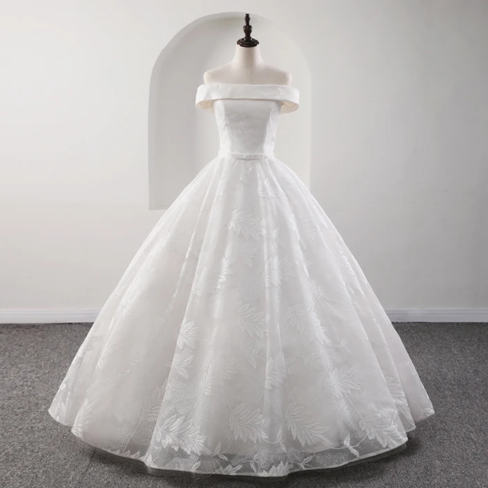 Fansmile Robe De Mariage Принцесса белое бальное платье Свадебные платья Vestido De Noiva кружевное свадебное платье FSM-565F