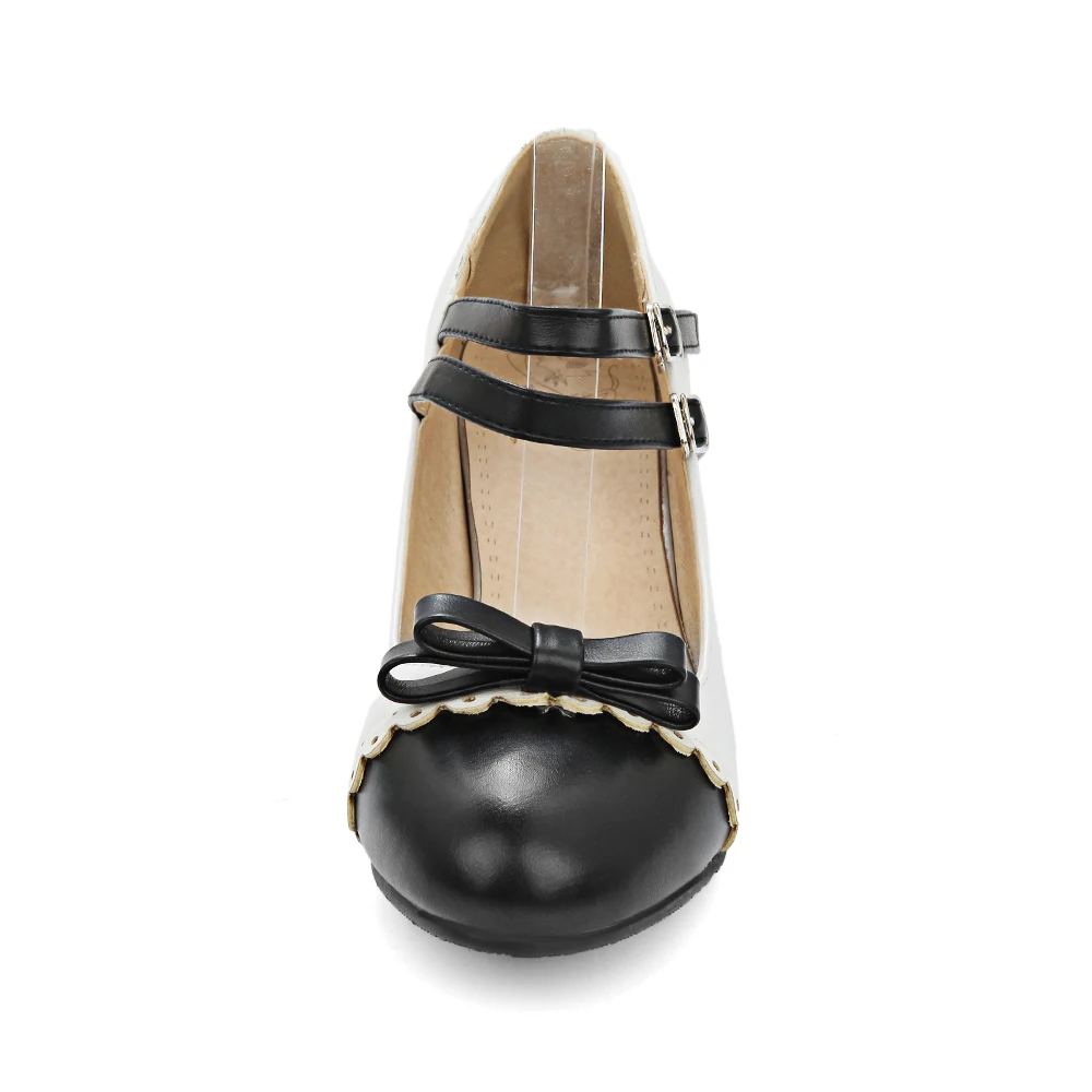 LVABC Новинка; Лидер продаж туфли с бантами; женские туфли mary jane в стиле Лолиты Мэри Джейн на низком каблуке балетные туфли-лодочки; обувь с ремешком на щиколотке размера плюс US31-48