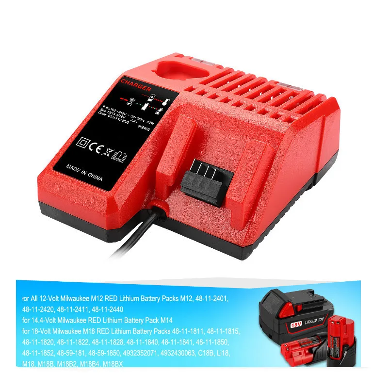 High quality 12V-18V Charger for Milwaukee Li-ion Battery M12 M18 C18C C1418C 48-11-1820 48-11-1815 48-11-1840 EU Plug | Электроника