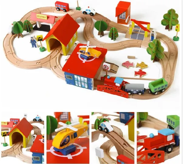 Train Wooden Complete Set Of my cute little cars Toy Engine Early childhood educational toys poni Toys colorful building blocks