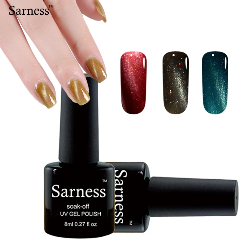 Sarness 3D Cat Eyes UV Nail Gel Shining Color Semi-permanent Manicure Colorful Cat's Eye Polish Art Magnet Varnish | Красота и